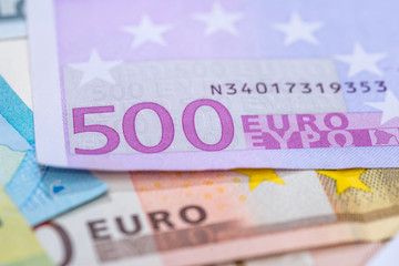 many Euro banknotes as  background