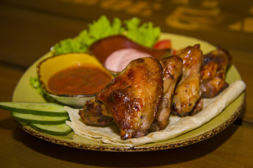 Roasted partridge posted on fresh Armenian bread.