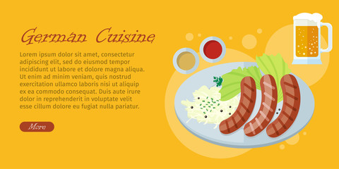 German Cuisine Flat Design Vector Web Banner