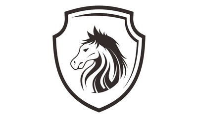 horse head with shield logo template