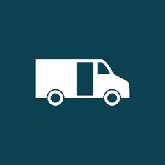 delivery van icon on blue background