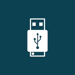 usb flash drive icon on blue background