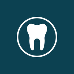 tooth, stomatologist icon on blue background