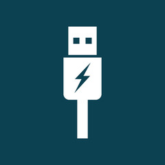 usb charging icon on blue background