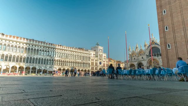 Saint Mark's Square Time-lapse. The shadow of St. Mark's Campanile moves across the piazza San Marco in Venice, Italy.