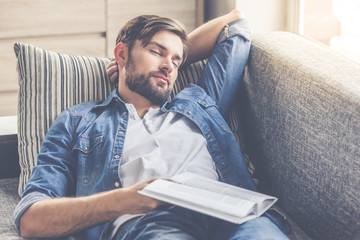 Fototapeta premium Handsome man at home