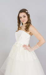 bride on white background. dress