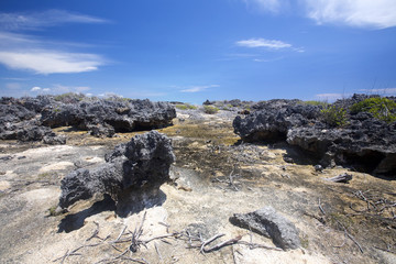 formation of boulders Indian Ocean. Amoronia orange bay, north of Madagascar