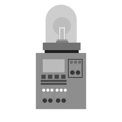 Robot with light bulb icon. Robotic technology machine cyborg and science theme. Isolated design. Vector illustration