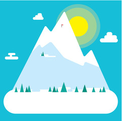 Winter snowing mountain background. vector