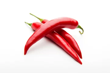 Fotobehang red chilli peppers on white background © masyuk1989