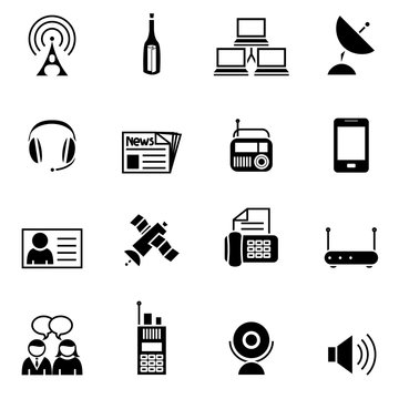Black communication set icon