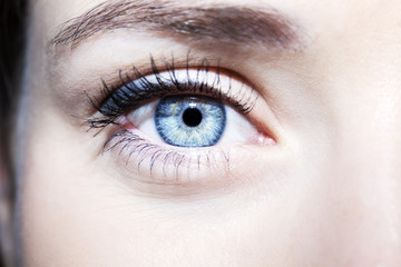 Beautiful insightful look blue woman's eyes