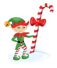 Elf Santa Claus Santa s elves preparing for christmas. Merry christmas Candy gifts new year