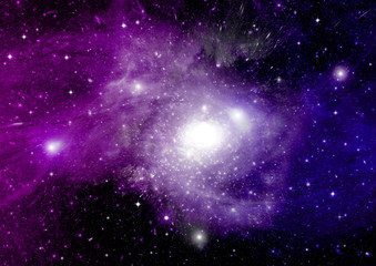 Stars, dust and gas nebula in a far galaxy