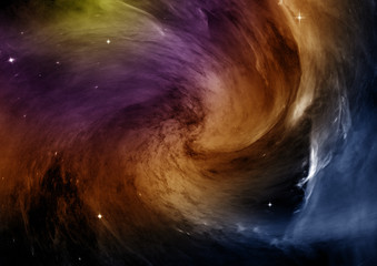 Fototapeta premium Stars, dust and gas nebula in a far galaxy