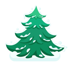 Merry Christmas fir-tree vector flat illustration new year