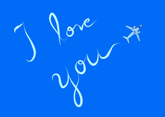 i love you word and airplane