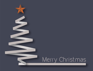 Merry Christmas card. Christmas tree, star. Purple background 
