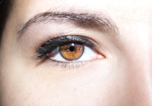 Beautiful insightful look brown woman's eye