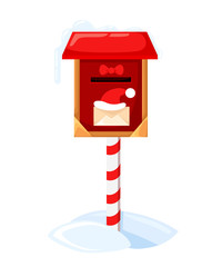 Santa s mailbox Vector illustration of a letter for Santa Claus Merry Christmas and Happy New Year. Mail wish list snow
