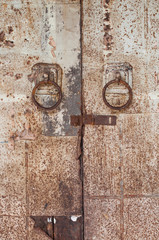 Old galvanized steel door handles