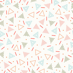 Retro memphis geometric line shapes seamless patterns. Hipster fashion 80-90s. Abstract jumble textures. Black and white. Triangle. Memphis style for printing, website, fabric design, poster, cards