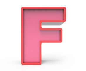 red block letter F