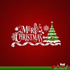 Naklejka na ściany i meble Christmas Greeting Card. Merry Christmas lettering with Christma
