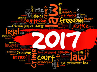 2017 Law word cloud business concept background
