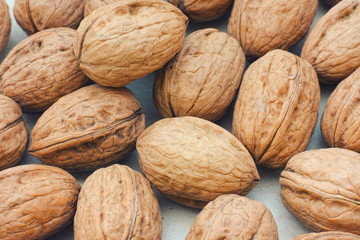 Fresh organic walnuts heap