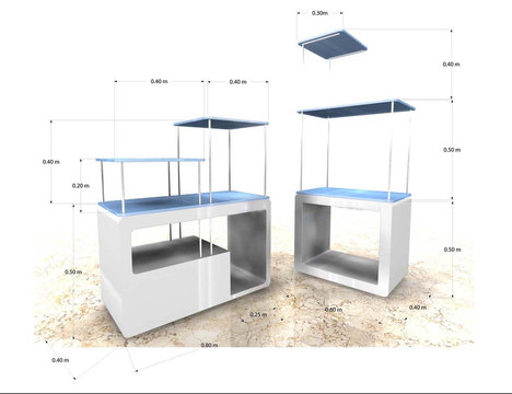 blank stand design in exhibition with tv display, 3D rendering o