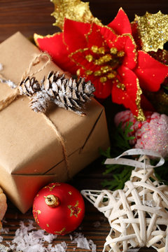Gift box with christmas ornament