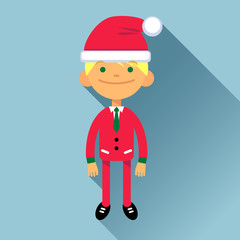 Boy, man character in New Year costume on a blue background. Marry Christmas.