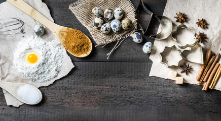Christmas baking wooden background