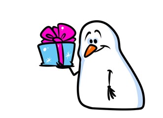 Snowman Christmas gift smile cartoon illustration isolated image character
