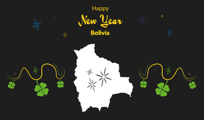 Happy New Year illustration theme with map of Bolivia