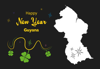Happy New Year illustration theme with map of Guyana