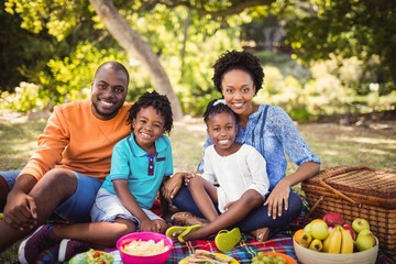 Happy family posing together