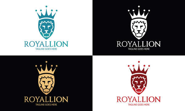 Royal lion logo design template ,Lion shield logo design concept ,Vector illustration