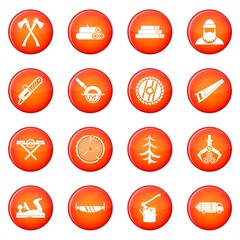 Sawmill icons vector set of red circles isolated on white background