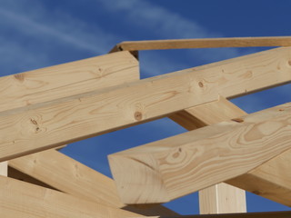 house-building wood roof