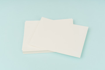 Blank Gift Card on blue background .