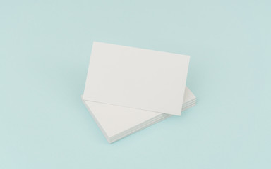 Blank business card on blue background .