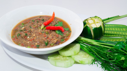 Lao spciy mince fish food local meu 