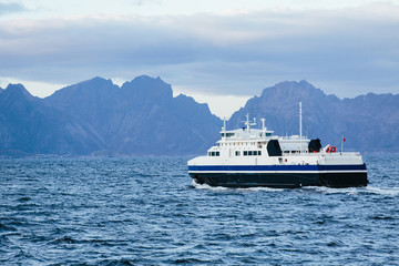 passenger ship sea mountains
