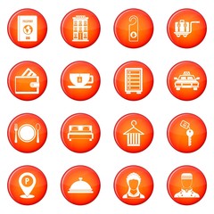 Fototapeta premium Hotel icons vector set of red circles isolated on white background