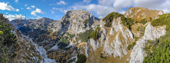 Panoramic view of Julian alps. Debeli vrh and Ogradi in the background.