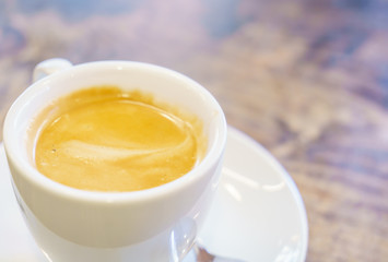 White Coffee cup on table in cafe