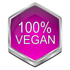 100% Vegan Button - 3D illustration